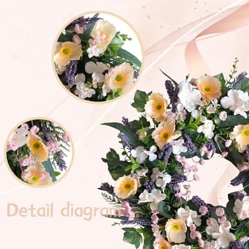 24-inch Purple Lavender Yellow Wreath for Home Wedding