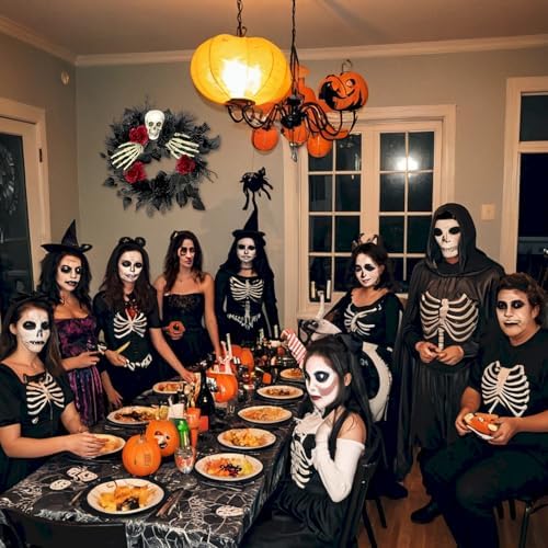 Halloween Skull Wreath with Hands 16 Inch Gothic Garland Decor