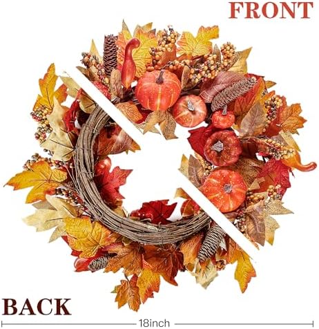 Sggvecsy 18 Inch Artificial Fall Wreath