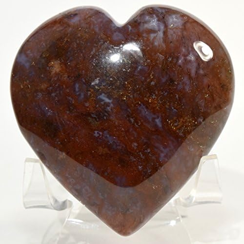 HQRP 64mm Moss Agate Puffy Heart with Stand
