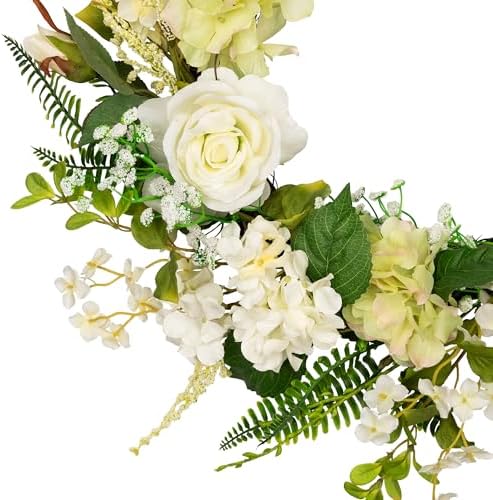Northlight Peony and Rose Artificial Spring Wreath 24-inch White Green