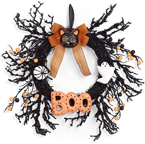 Adeeing 18 Inch Halloween Wreath Front Door Decor