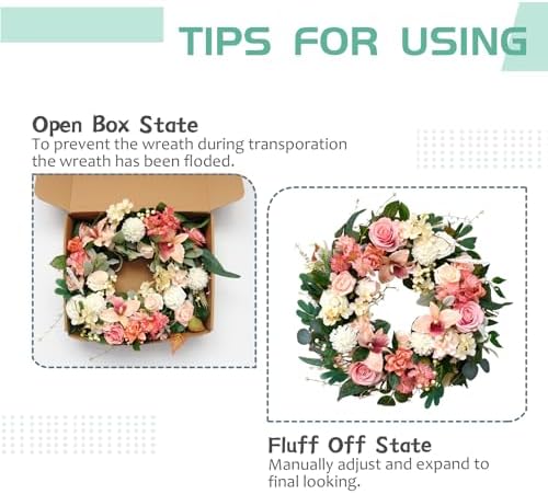 24 Inch Spring Flower Wreath for Front Door