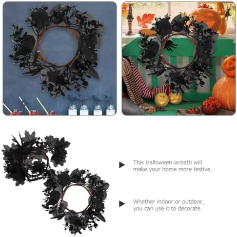 Yardwe Gothic Halloween Wreath 2pcs Black Twig Decor