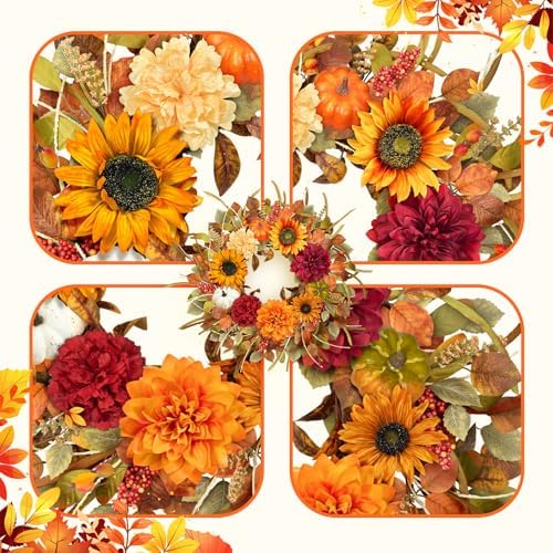 ICX 24-26 Inch Fall Wreath Front Door Decor