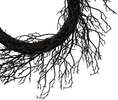 Northlight Glittered Twig Artificial Halloween Wreath - 24 Black