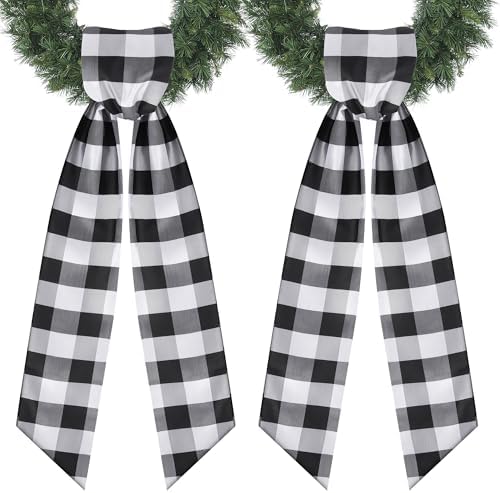 RunNico 2 Pack Plaid Door Wreath Sash