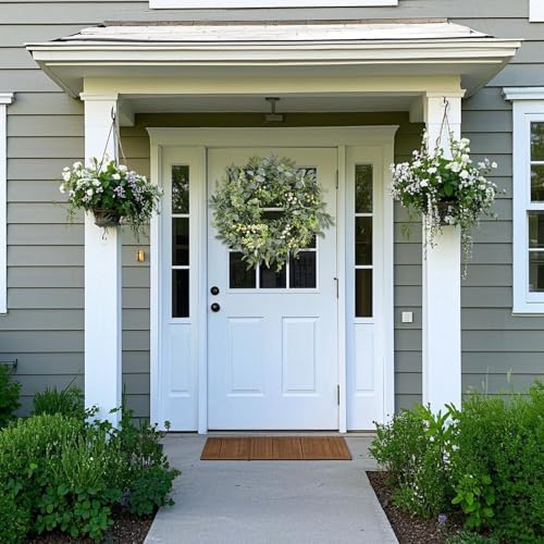 22 Inch Eucalyptus Wreath with Berries and Olive Leaves Artificial Decor
