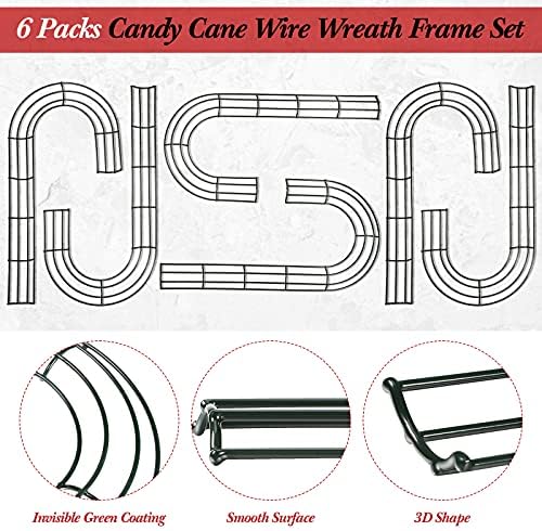 6 Piece Candy Cane Wire Wreath Frame for DIY Holiday Decoration