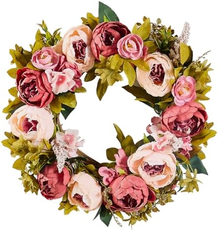 VEVOR 19 Inch Artificial Peony Wreath for Front Door