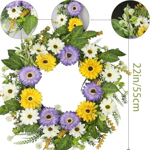 Artificial Chrysanthemum Spring Wreath 22 Inches