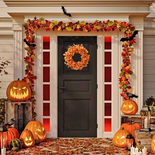 Fall Wreath for Front Door 22 Inch Autumn Decor with Eucalyptus Leaves