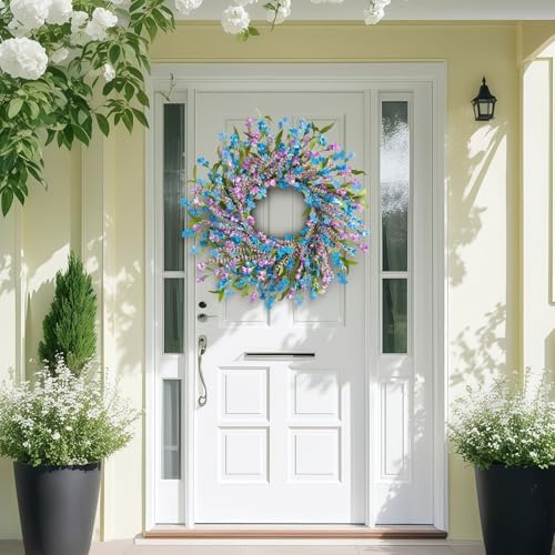 24 Inch Blue Wreath for Front Door and Window Decor