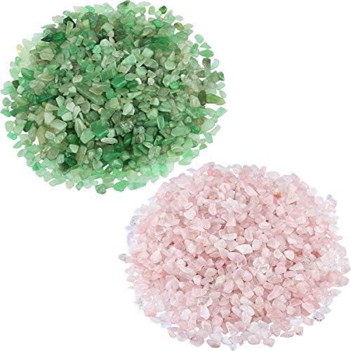 SUNYIK Healing Stones Green Aventurine Rose Quartz Chips