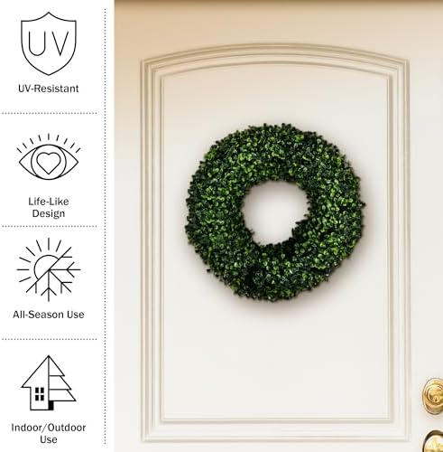 Boxwood Wreath 165 Inch UV Resistant All Season Decor