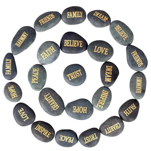 DIY Rocks with Inspirational Words Black 12pcs