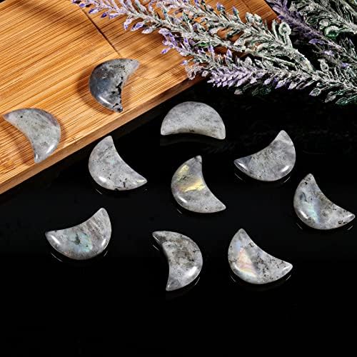 TUMBEELLUWA 5pcs Hand Carved Half-Moon Palm Stones