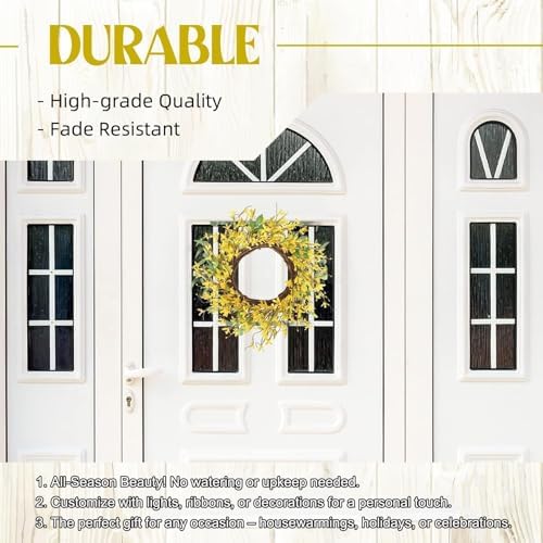 Hometrance 20 Inch Spring Wreath with Yellow Flowers