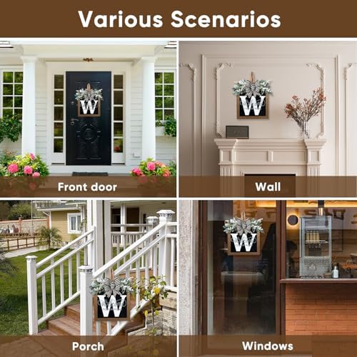 Ultra Large 14 Inch Front Door Wreath with 26 Initial Welcome Sign