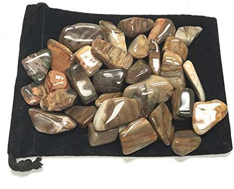 Tumbled Petrified Wood - 1 Inch Stones in Velvet Bag 1 Pound