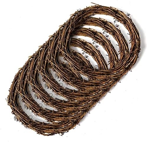 Worown 6 Pcs 10 Inch Natural Grapevine Wreaths for DIY Crafts