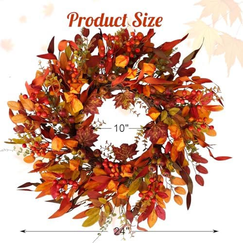 24 Inch Artificial Berry Wreath for Fall Holidays