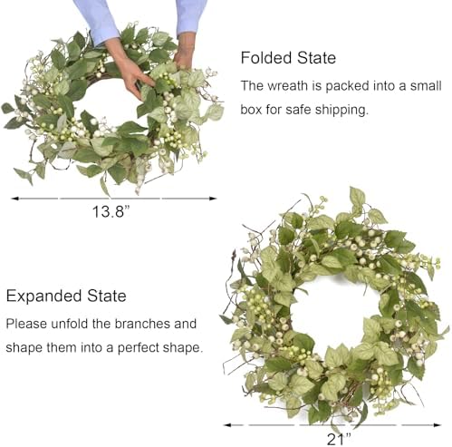 Spring Wreaths for Front Door 21 Inch Artificial Decor