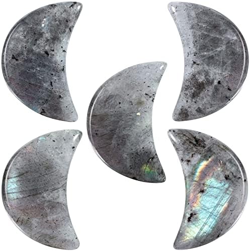 TUMBEELLUWA 5pcs Hand Carved Half-Moon Palm Stones