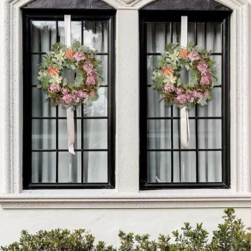 WANNA-CUL 24 Inch Spring Peony Wreath for Front Door