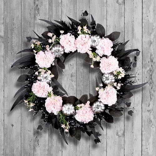 National Tree Company Artificial Pink Carnation Halloween Wreath 26 Inch