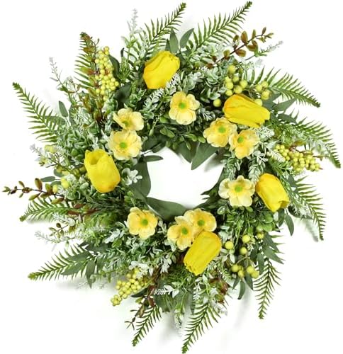 Beinhome 26 Inch Tulip Wreath for Front Door