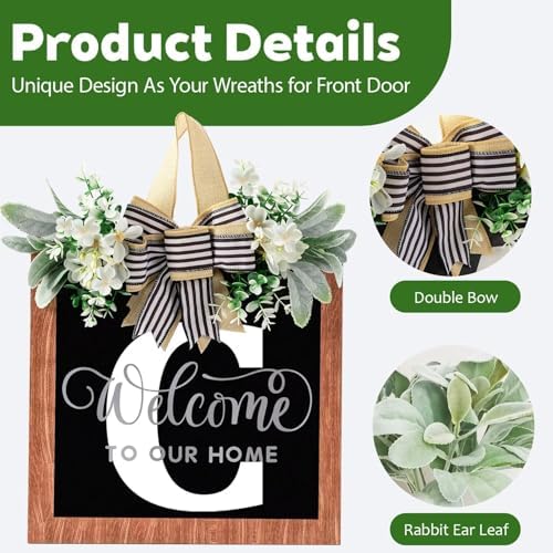 Custom Last Name Welcome Door Wreath 14 Inch