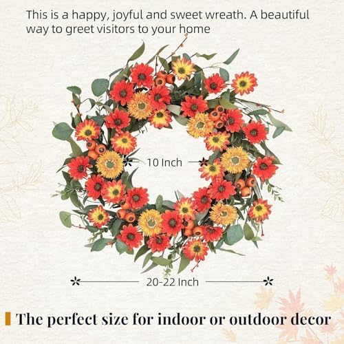 Hometrance 20 Inch Autumn Wreath for Front Door