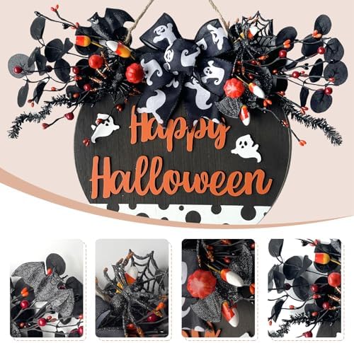 Idyllic 14 Inch Halloween Door Wreath Decor