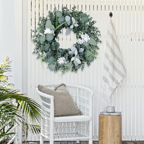 Gixie Home 20 Inch Artificial Eucalyptus Door Wreath