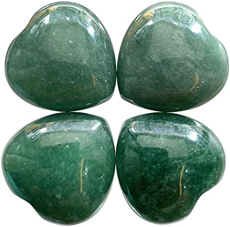 Fekuar 4Pcs Natural Green Aventurine Heart Pocket Stone Set