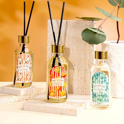 3 Pack Reed Diffuser Set Linen Eucalyptus Citrus Scented for Home Office Decor