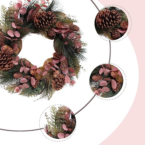 TEMPUS 20 Inch Christmas Wreath with Magnolia and Red Eucalyptus Leaves
