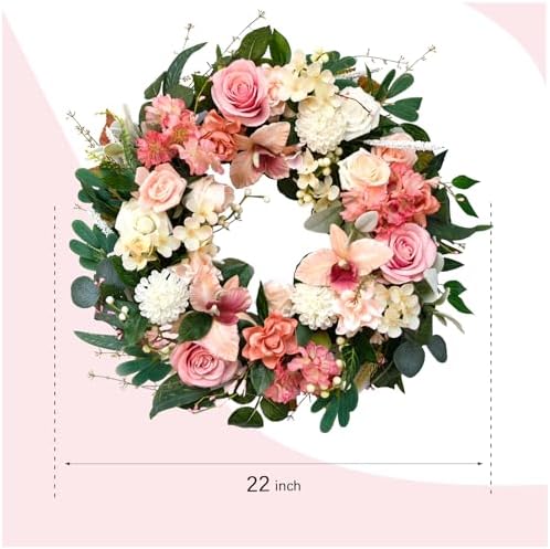 24 Inch Spring Flower Wreath for Front Door