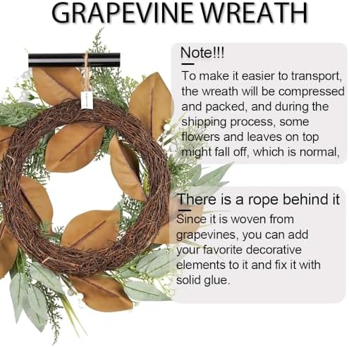 20 Inch Eucalyptus Wreath for Front Door Seasonal Decoration