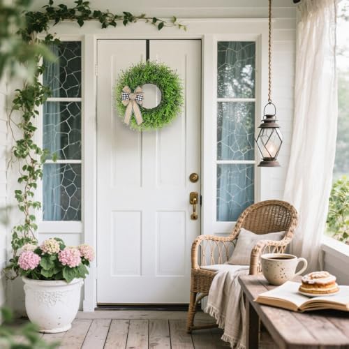 CYANBLOOM Boxwood Wreath for Front Door 24 Inch