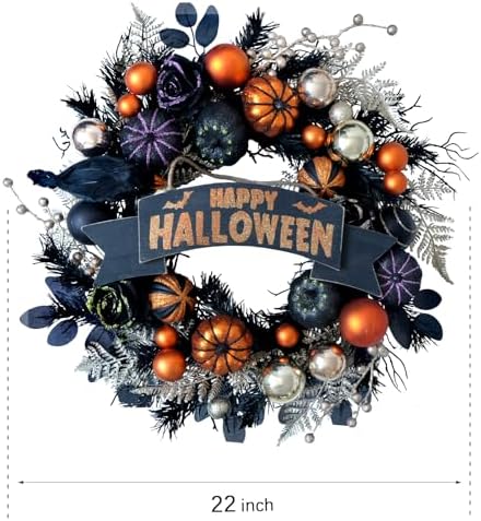 Halloween Glitter Pumpkin Wreath with Decorative Elements