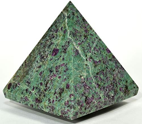 HC Set Ruby Fuchsite Pyramid with Blue Kyanite and Clear Quartz Cabochon
