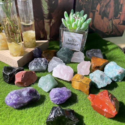 DUQGUHO 8 Pcs Natural Rough Crystal Stones for Tumbling and Decoration