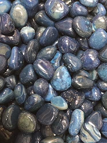Tumbled Dyed Agate Stones 1 Inch Blue Velvet Bag