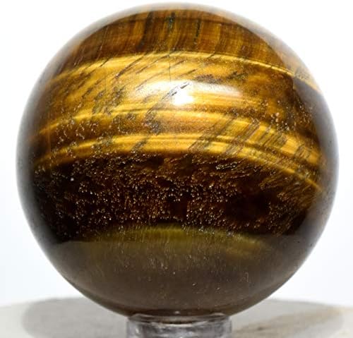 48mm Golden Tiger Eye Sphere with Stand for Home Decor