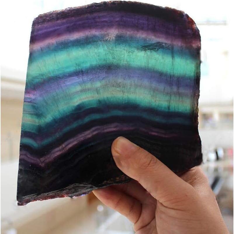 Rainbow Fluorite Slice Healing Crystal with Stand