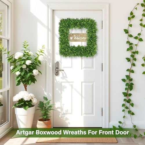 Artgar 20 Inch Boxwood Wreath for Front Door Decor