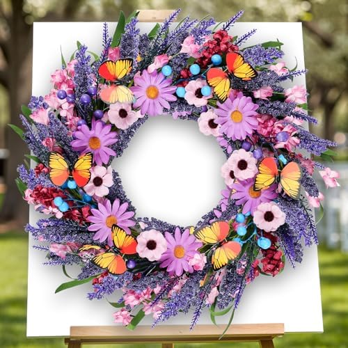 Lavender Wreath for Front Door - 18 Inch All Season Decor