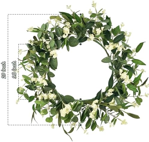 20 Inch Artificial Eucalyptus Wreath for Front Door
